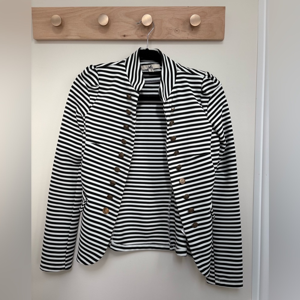 Ya Los Angeles Black and White Striped Blazer
